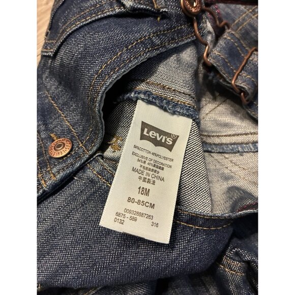 Vintage LEVI'S Blue Denim Toddler Baby Carpenter Overalls 18 Months Dark Wash - Picture 6 of 6